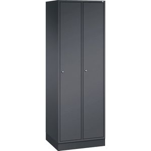 C+P Lockerkast Intro, breedte 620 mm, 2 afdelingen, kastframe zwartgrijs, deuren zwartgrijs