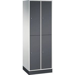 C+P Lockerkast met twee verdiepingen Intro, 2 compartimenten, lichtgrijs / zwartgrijs, b x d = 620 x 500 mm