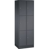 C+P Drievoudige locker Intro, 2 compartimenten, zwartgrijs, b x d = 620 x 500 mm