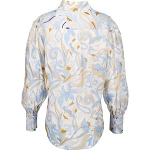 Herzen's Angelegenheit - Blouse - Blauw - Linnen - Bloemenpatroon