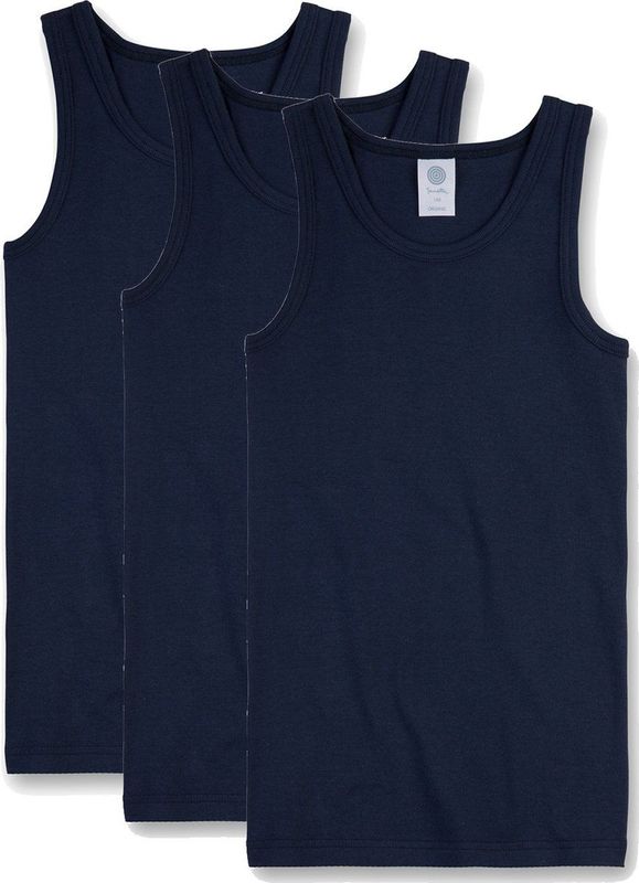 Sanetta - Onderhemd - Blauw - Verpakking van 3 - Biologisch Katoen