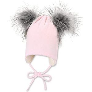 Sterntaler Gebreide muts met pompon voor babymeisjes.