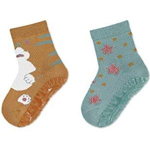 Sterntaler FLI Air Dp Baby meisje kat + sterren pantoffelsokken, 2 stuks, lichtbruin, 17-18 EU