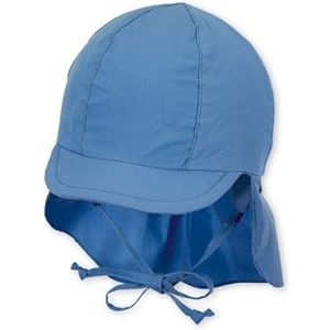 Sterntaler Unisex kinderpet met nekbescherming met bandjes en insteekbare oorkleppen zonnehoed, fluweelblauw, One size