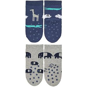Sterntaler Babyjongens kruipsokken, dubbelpak jungle, ABS-sokjes, blauw, 18 EU