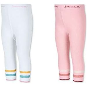 Sterntaler Babymeisjes leggings dubbelpak caprillengte legging, wit, 74
