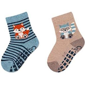 Sterntaler Baby-jongens ABS sokken dubbelpak vos + bosdieren kousen, blauw, normaal