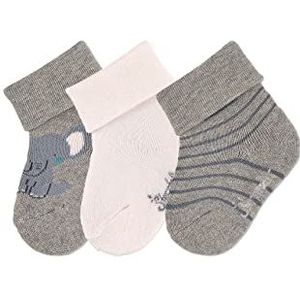 Sterntaler Babysokken voor jongens, 3-delige set, olifant-kousen, lichtgrijs gemêleerd, normaal