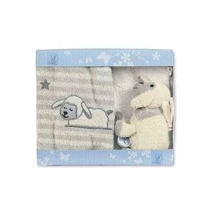Sterntaler Cadeauset schaap Stanley, mini-muziekklok, washandje, kinderhanddoek, leeftijd: vanaf 0 maanden, grijs/wit
