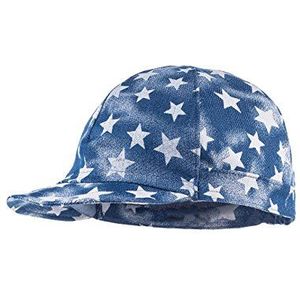 maximo Baseballcap voor meisjes, sterren, jeanspet, blauw (gemêleerd/zilveren sterren 40), 53 cm