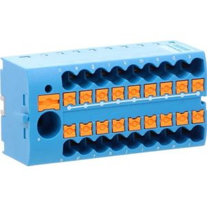 PHOENIX CONTACT PTFIX verdeelblok 6/18X2,5-NS35A BU met horizontale oriëntatie en geïntegreerde voeding 690V 24A aantal aansluitingen 19 doorsnede 0,14 mm²-4 mm²