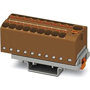 PHOENIX CONTACT PTFIX 10/18X4-NS35 BN verdeelblok, aantal aansluitingen 19, doorsnede 0,5 mm² - 10 mm², AWG 20-6, breedte 28,6 mm, bruin, 8 stuks