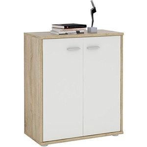 CARO-Möbel Commode dressoir kast Tommy Sonoma eiken/wit, dressoir met 2 deuren inclusief legplank