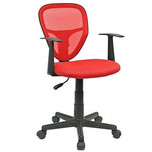 CARO-Möbel Kinderdraaistoel Studio - Ergonomische bureaustoel met armleuningen, verstelbaar, rood - ideaal voor kinderen, ademend mesh, eenvoudige opbouw [tot 80 kg]