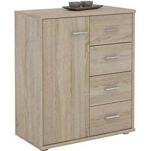 CARO-Möbel Dressoir TIRANO highboard dressoir met 1 deur en 4 laden in Sonoma eiken