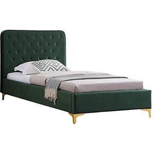 CARO-Möbel Gestoffeerd bed Glamour bedframe eenpersoonsbed 90x200 cm met fluwelen bekleding in groen barokstijl incl. lattenbodem