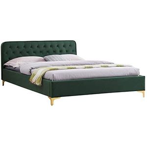 CARO-Möbel Gestoffeerd bed Glamour met elegante fluwelen bekleding in groen tweepersoonsbed bedframe 140x200 cm in barokstijl, incl. lattenbodem