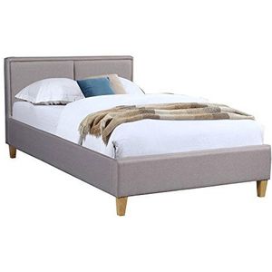 CARO-Möbel Gestoffeerd bed Anais bedframe eenpersoonsbed 120x200 cm designbed inclusief lattenbodem, stoffen bekleding in grijs antraciet