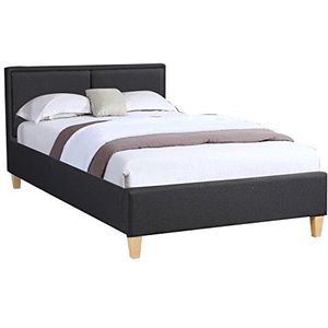 CARO-Möbel Gestoffeerd bed Anais ledikant eenpersoonsbed 120x200 cm designbed inclusief lattenbodem, stoffen bekleding in zwart