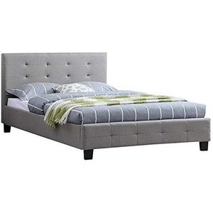 CARO-Möbel Gestoffeerd bed Nebraska bedframe 120 x 200 cm eenpersoonsbed designbed inclusief lattenbodem textielbekleding in grijs