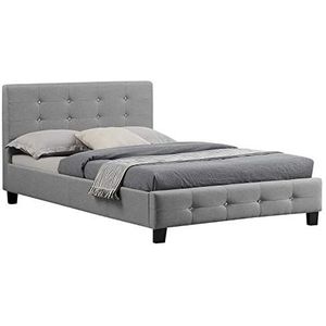 CARO-Möbel Oklahoma Gestoffeerd bed, bedframe, 120 x 200 cm, eenpersoonsbed, designbed, inclusief lattenbodem, textielbekleding in grijs