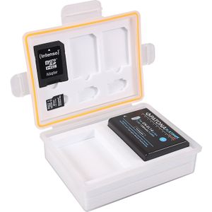 Bewaarbox voor camera accu's en geheugenkaarten - voor o.a. Canon LP-E8, Nikon EN-EL14 en Panasonic DMW-BLC12