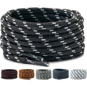 Ronde Veters - Zwart met Wit - Polyester - Ø 4,5 mm - Lengte 120 cm - Scheurvast