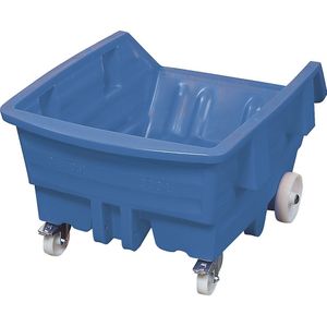 Kiepbak van polyethyleen, met wielen, inhoud 0,75 m³, blauw