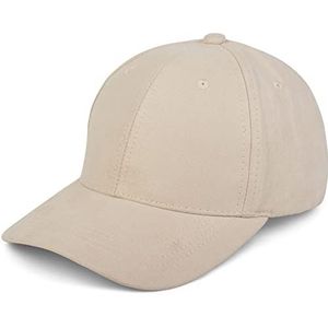 styleBREAKER 6-panel cap in suède, suède look, baseballpet, verstelbaar, unisex 04023049, Kleur:Crème