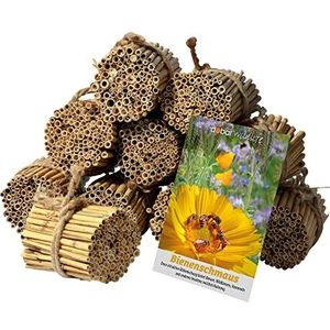 dobar® 22690e Rieten rietjes set 1.000 stuks - insectenhotel knutselset - rieten rietjes voor wilde bijenhotels - nesthulp uit rietrietjes incl. wilde bloemzaden - 9cm