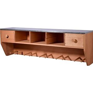 dobar 29145FSCe XXL tuinwerktafel voor wandmontage, tuintafel met verzinkt werkblad en schuifladen, weerbestendige outdoor verpottafel, 118 x 26 x 38 cm