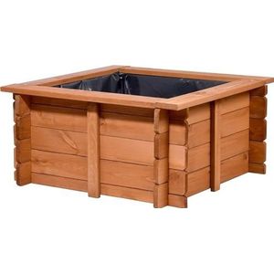 dobar 29236FSCe vierkante vijver - tuinvijver van robuust hout - minivijver voor tuin/terras/balkon - vijver voor de tuin incl. vijverfolie - 78 x 78 x 42 cm, bruin