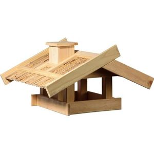 dobar Groot vogelvoederhuis ""Trollanes"" met rieten dak 50 x 43 x 29 cm grenen