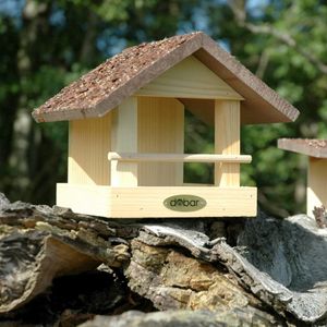 Dobar Vogelvoederhuisje met Schorsdak - Naturel en Bruin