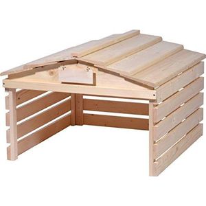 dobar® Garage voor robotmaaier van hout met afneembaar dak, schuilplaats voor robotmaaier met individueel schild - 78,5 x 74 x 52,5 cm - natuur