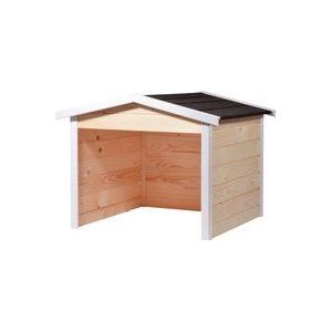 dobar® Garage voor robotmaaier van hout als bouwpakket, schuilplaats voor robotmaaier met bitumen dak, 76 x 68 x 52 cm, natuur/wit
