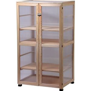 dobar® 58556FSCe Dome Grote kweekkast, kas met 4 planken voor binnen en buiten, massief hout, plantenhuis, 56 x 52 x 110 cm, natuur