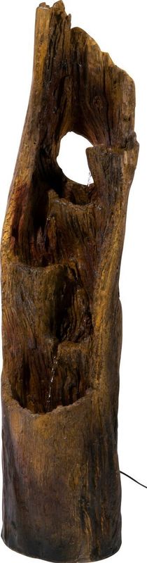 Dobar Polyresin-Brunnen mit Pumpe und LED´s, Baumstamm