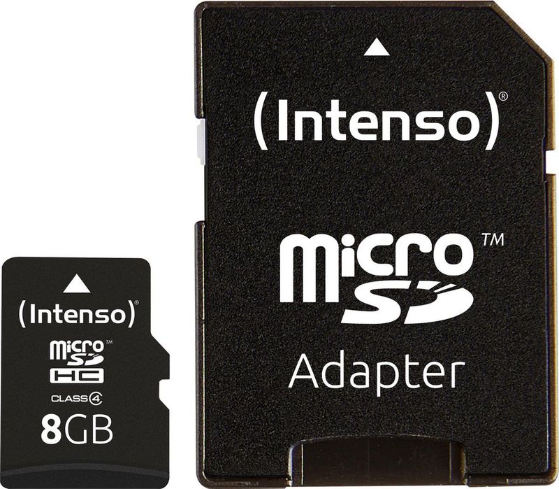 Intenso MicroSDHC 8GB Class 4 - Met SD Adapter