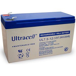 Ultracell - UL7.5-12 - Loodbatterij - 12 Volt - 7,5 Ah - 4,8 mm Contacten