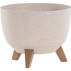 Siena Garden Eco Oslo Plantenbak, beige, 29 cm, kunststof/houtvezels op poten met inzetstuk