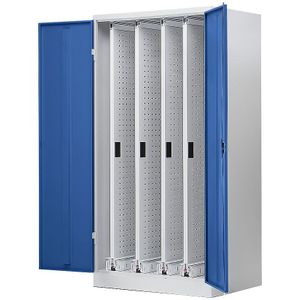 Pavoy Kast met verticale uitschuifwanden, met 4 laden, lichtgrijs/gentiaanblauw