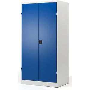 Pavoy Kast met verticale uitschuifwanden, met 2 uitschuifbare laden en 3 legborden, lichtgrijs/gentiaanblauw