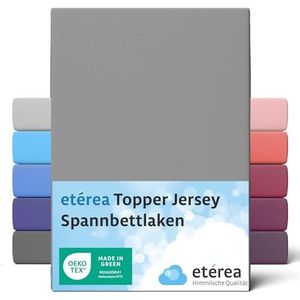 etérea Comfort Jersey Topper Hoeslaken 200x200cm - 200x220 Oekotex Made in Green - 100% katoen, jersey hoeslaken tot 10 cm hoog - laken 200x200-200x220 cm Grijs