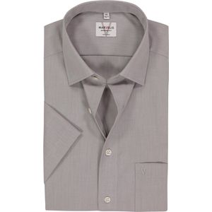 MARVELIS - Modern Fit Overhemd - Zacht Grijs - Katoen - Korte Mouwen