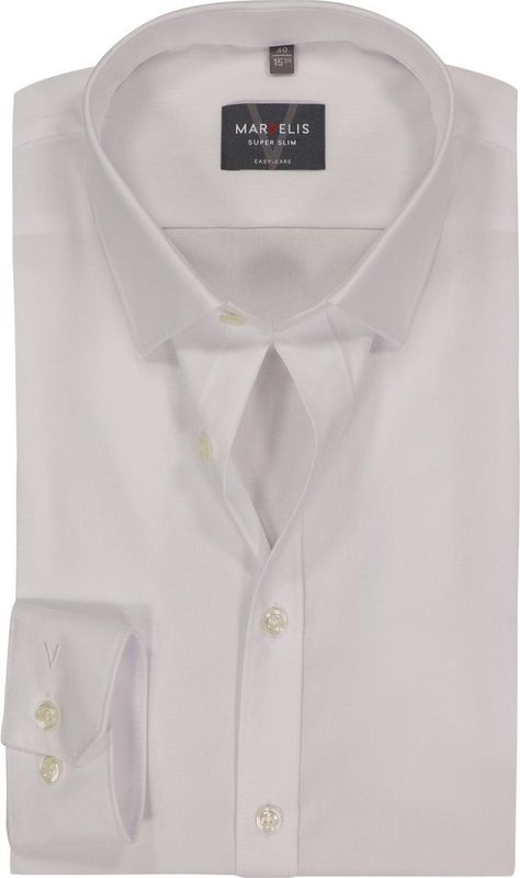 MARVELIS - Heren Overhemd - Wit - Poplin - Slim Fit
