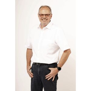 MARVELIS - Overhemd - Grijs - 100% Katoen - Korte Mouwen - Kent Kraag