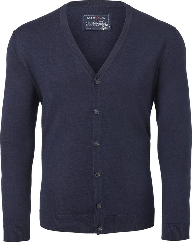MARVELIS - Donkerblauw - Vest - Wol - V-hals
