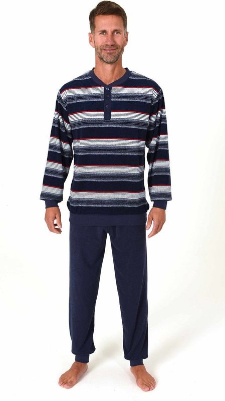 Normann - Heren Pyjama - Blauw - Katoen/Polyester - Streep Dessin
