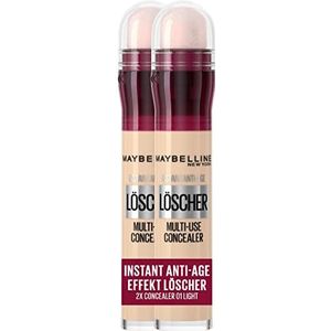 Maybelline New York afdekstift in dubbelverpakking, instant anti-aging effect concealer, wisser met micro-wis-applicator, nr. 01 Light, 2 x 6,8 ml